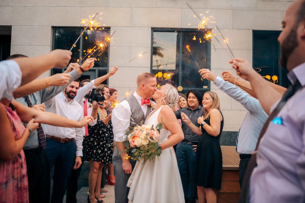 Bride and Groom Sprakler exit at DoveCote Wedding - Orlando